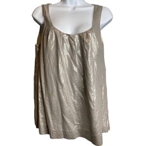 J Crew Women's Sleeveless Top Size 4 Metallic Beige Cotton Blend Going Out Flowy